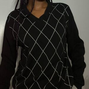 Black Argyle Women's Sweater